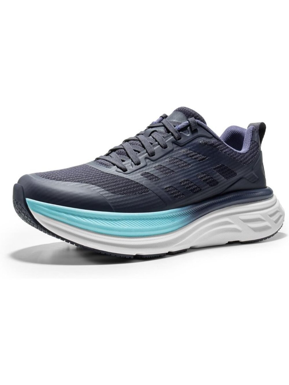 Women's Blue Breathable Walking Shoes Lace Up No Heel Round Toe Athletic Sneaker